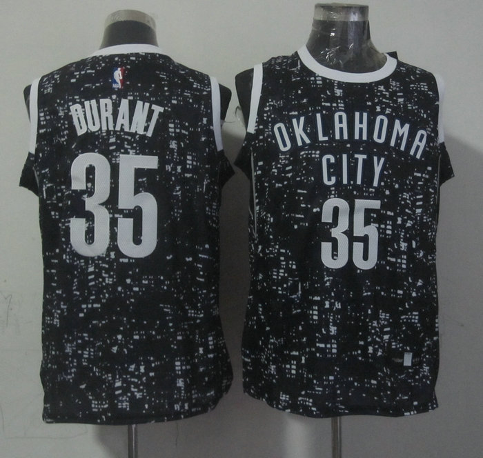  NBA Oklahoma City Thunder 35 Kevin Durant Black City Luminous Jersey