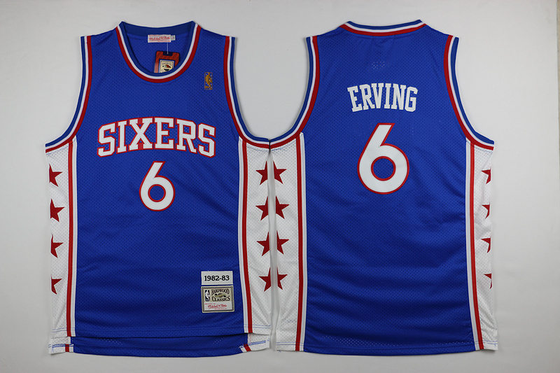  NBA Philadelphia 76ers 6 Julius Erving New Rev30 Swingman Throwback Blue Jersey