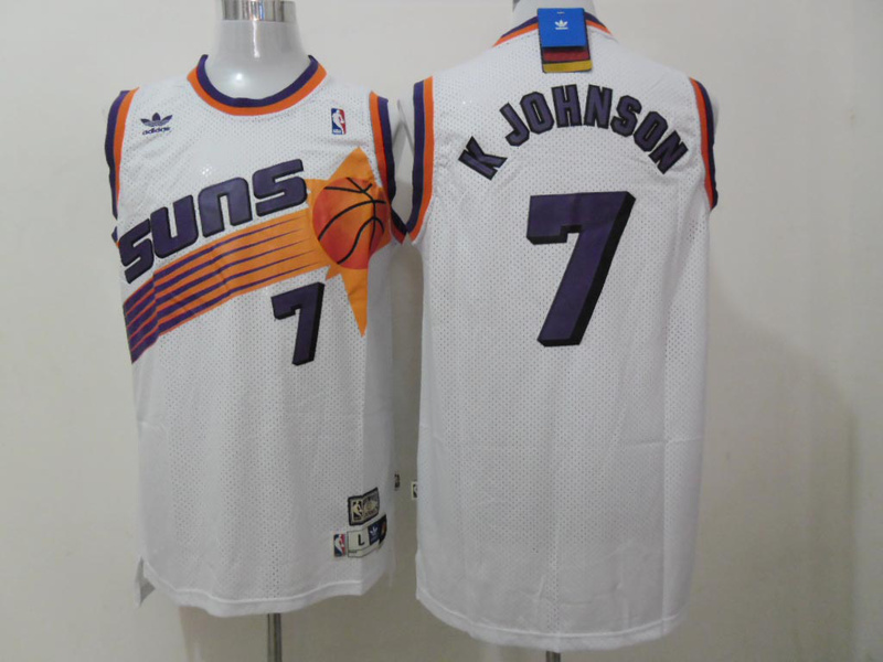  NBA Phoenix Suns 7 Kevin Johnson New Rev30 Swingman Throwback White Jersey