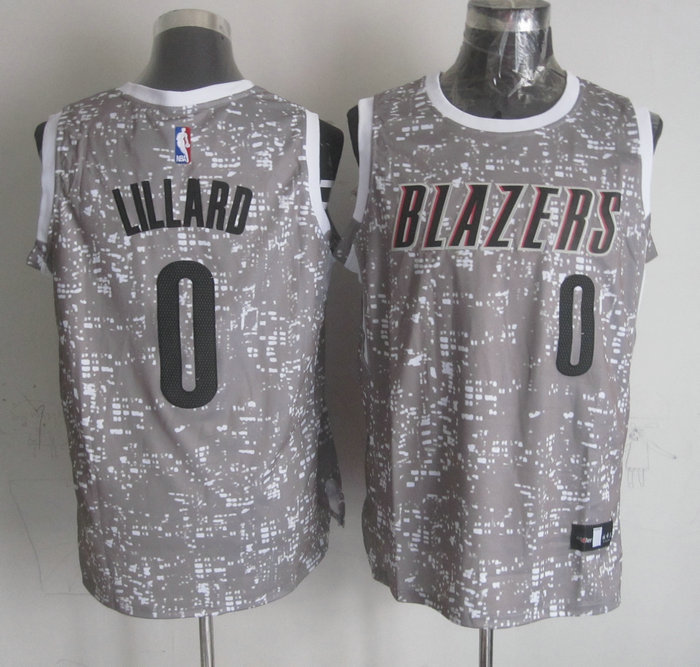  NBA Portland Trail Blazers 0 Damian Lillard Grey City Luminous Jersey