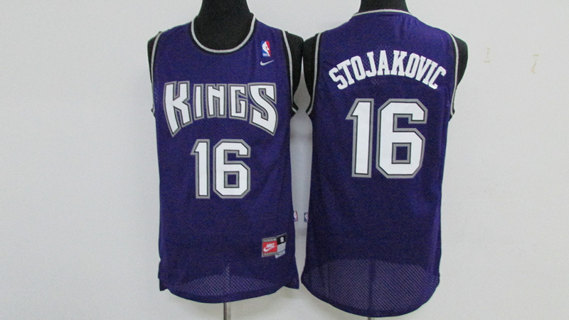  NBA Sacramento Kings 16 Peja Stojakovic Purple Throwback Stitched NBA Jersey