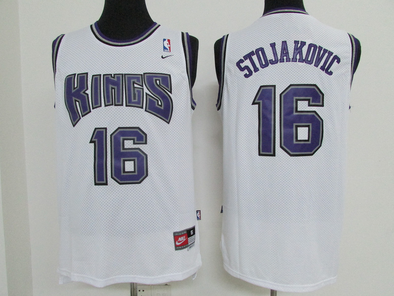  NBA Sacramento Kings 16 Peja Stojakovic White Throwback Stitched NBA Jersey