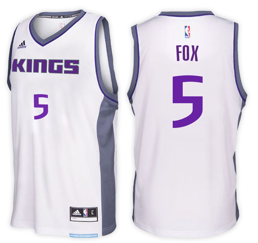  NBA Sacramento Kings 5 Deaaron Fox New Revolution 30 Swingman White Jersey