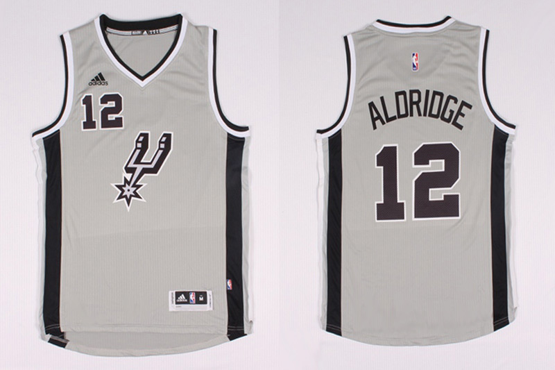  NBA San Antonio Spurs 12 Lamarcus Aldridge New Revolution 30 Swingman Road Grey Jersey