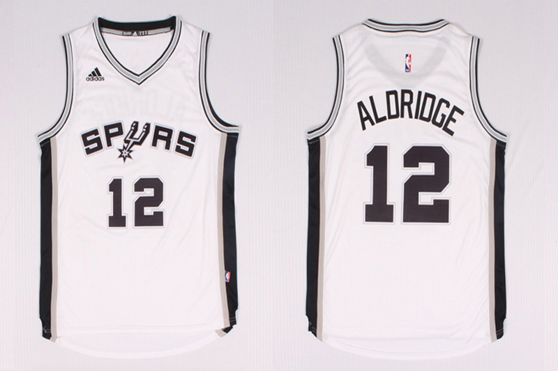  NBA San Antonio Spurs 12 Lamarcus Aldridge New Revolution 30 Swingman Road White Jersey