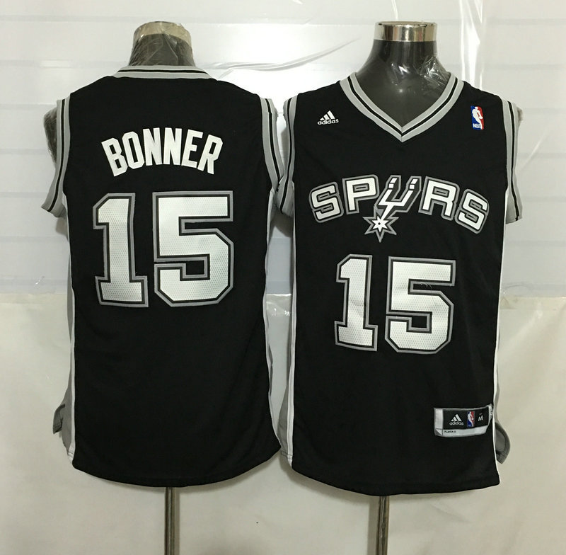  NBA San Antonio Spurs 15 Matt Bonner New Revolution 30 Swingman Road Black Jersey