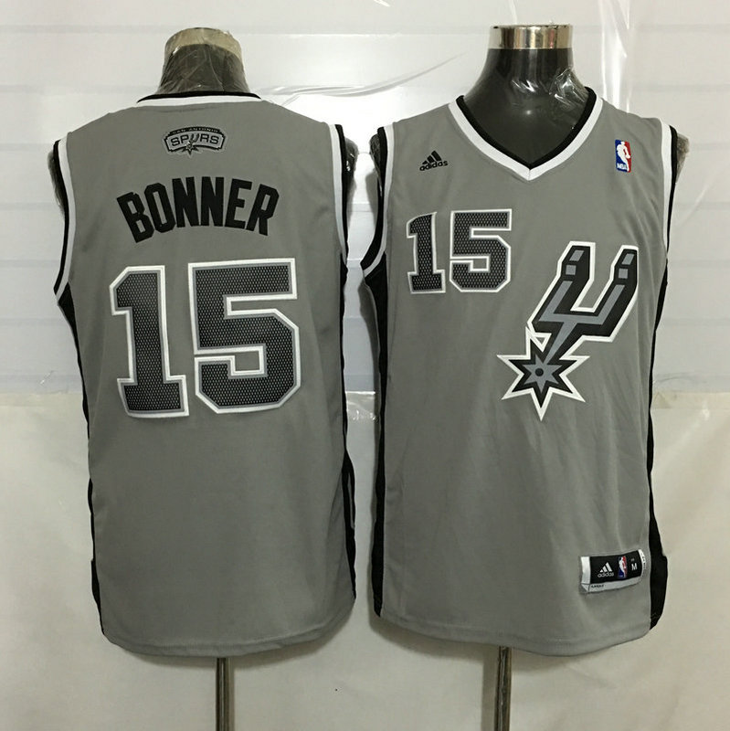  NBA San Antonio Spurs 15 Matt Bonner New Revolution 30 Swingman Road Grey Jersey