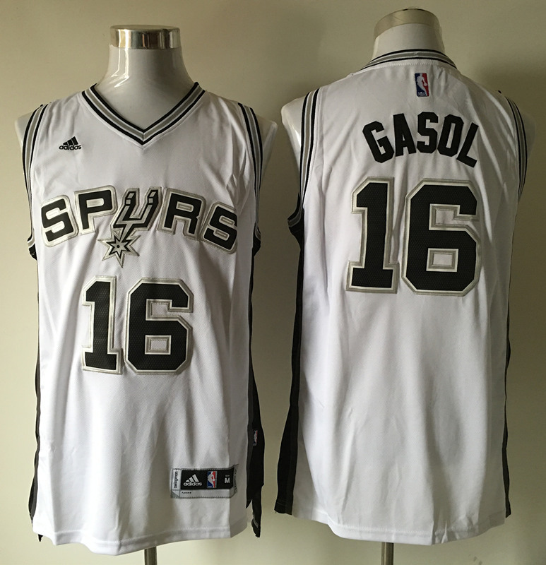  NBA San Antonio Spurs 16 Pau Gasol New Revolution 30 Swingman Road White Jersey