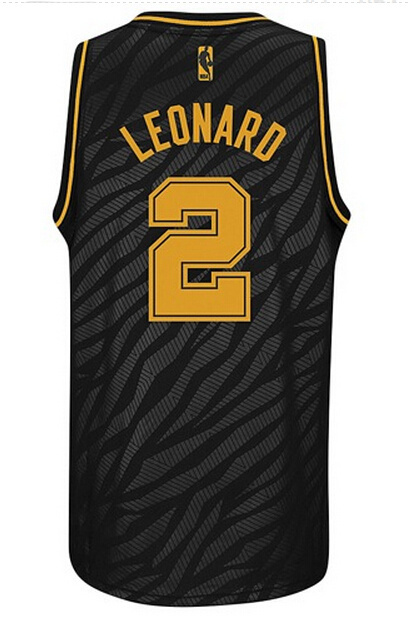 NBA San Antonio Spurs 2 Kawhi Leonard Static Fashion Swingman Black Gold Jerseys