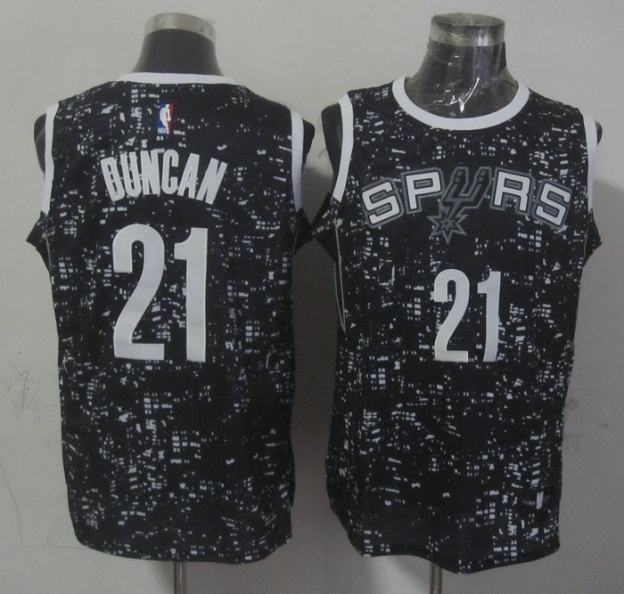  NBA San Antonio Spurs 21 Tim Duncan Black City Luminous Jersey