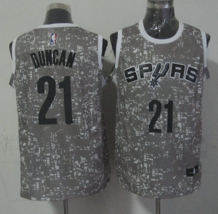  NBA San Antonio Spurs 21 Tim Duncan Grey City Luminous Jersey