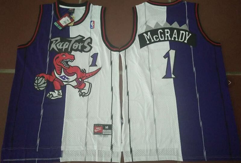  NBA Toronto Raptors 1 Tracy Mcgrady Swingman Split White Purple Jersey