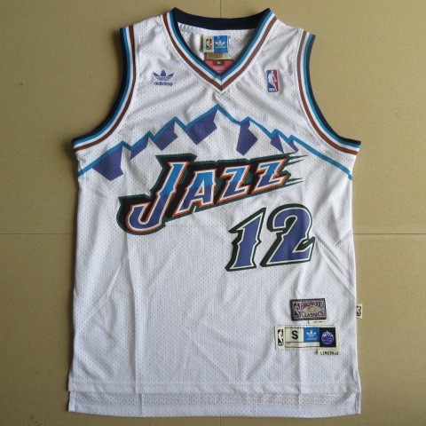  NBA Utah Jazz 12 John Stockton New Rev30 Swingman Throwback White Jersey