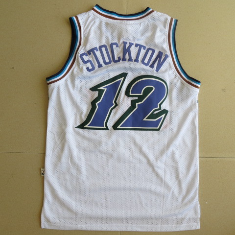  NBA Utah Jazz 12 John Stockton New Rev30 Swingman Throwback White Jerseys