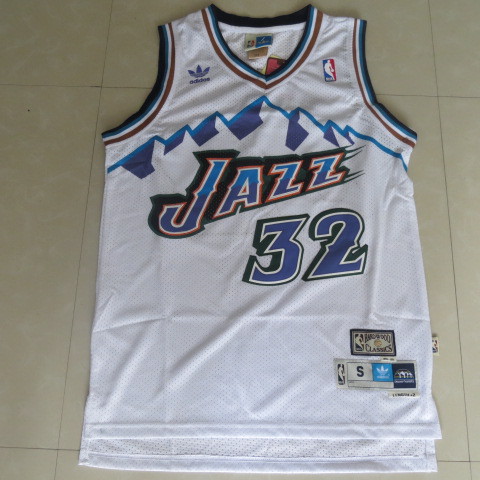  NBA Utah Jazz 32 Karl Malone New Rev30 Swingman Throwback White Jersey