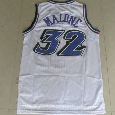  NBA Utah Jazz 32 Karl Malone New Rev30 Swingman Throwback White Jerseys