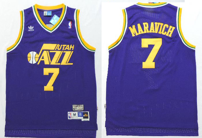  NBA Utah Jazz 7 Pete Maravich Hardwood Classics Retro Swingman Blue Jersey