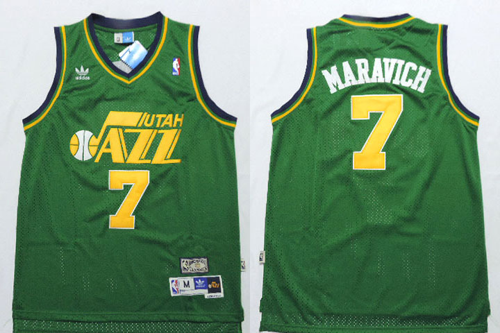  NBA Utah Jazz 7 Pete Maravich Hardwood Classics Retro Swingman Green Jersey