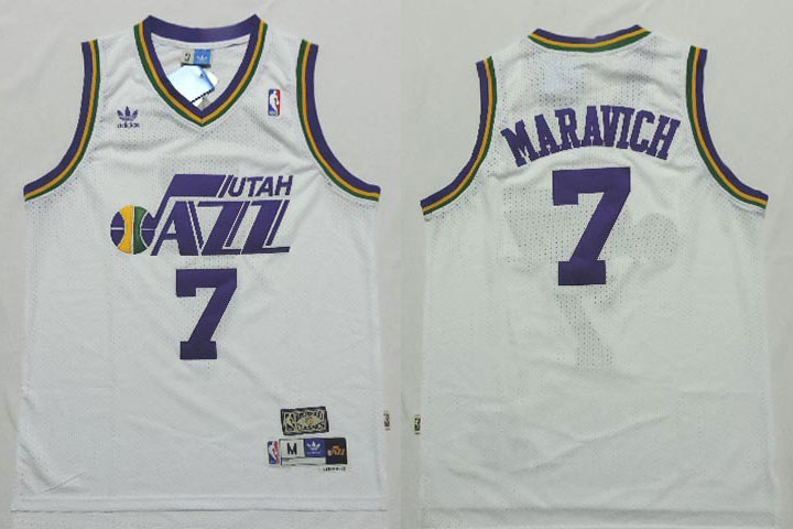  NBA Utah Jazz 7 Pete Maravich Hardwood Classics Retro Swingman White Jersey