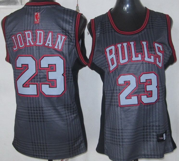  NBA Women Chicago Bulls 23 Michael Jordan Swingman Black Square Jersey