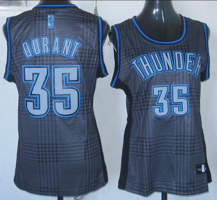  NBA Women Oklahoma City Thunder 35 Kevin Durant Swingman Black Square Fashion Jersey