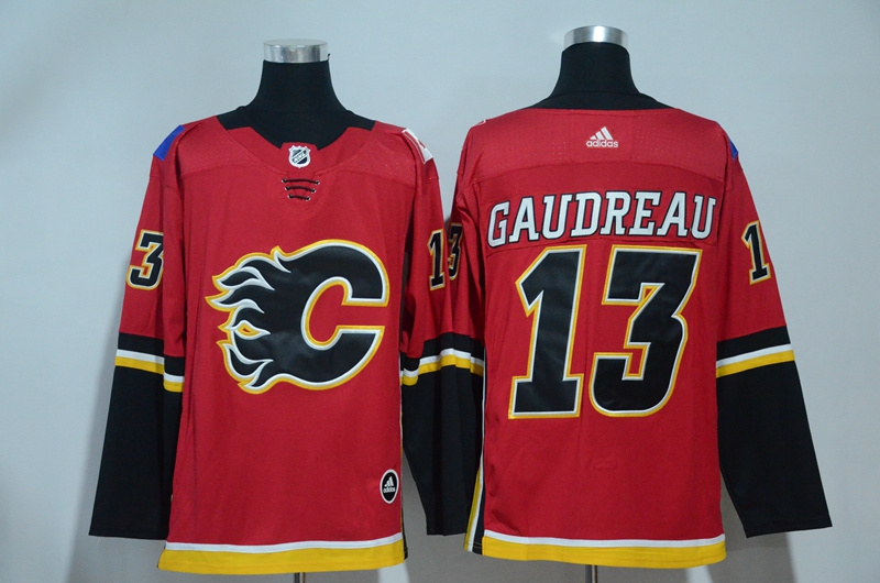  NHL Calgary Flames #13 Johnny Gaudreau Red Ice Hockey Jerseys