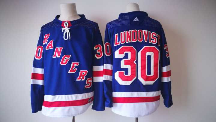  NHL New York Rangers 30 Henrik Lundqvist Blue Ice Hockey Jerseys
