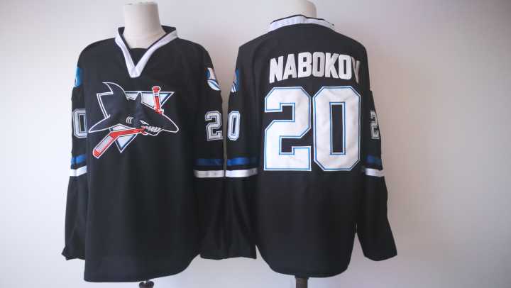  NHL San Jose Sharks Black 20 Evgeni Nabokov Throwback Ice Hockey Jerseys