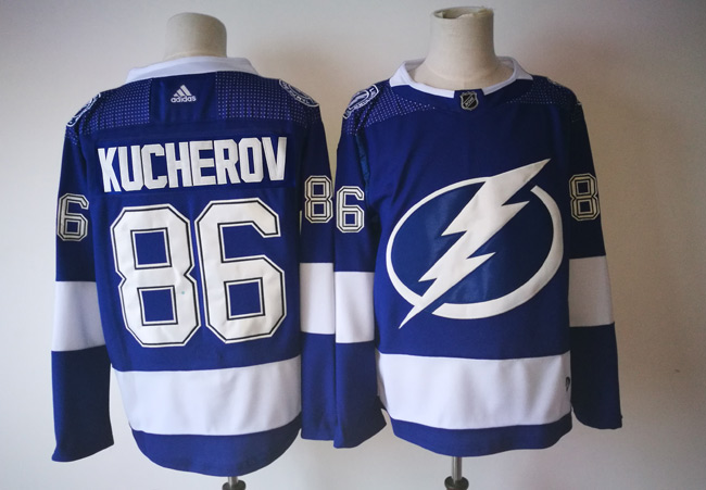  NHL Tampa Bay Lightning 86 Nikita Kucherov Blue Ice Hockey Jerseys