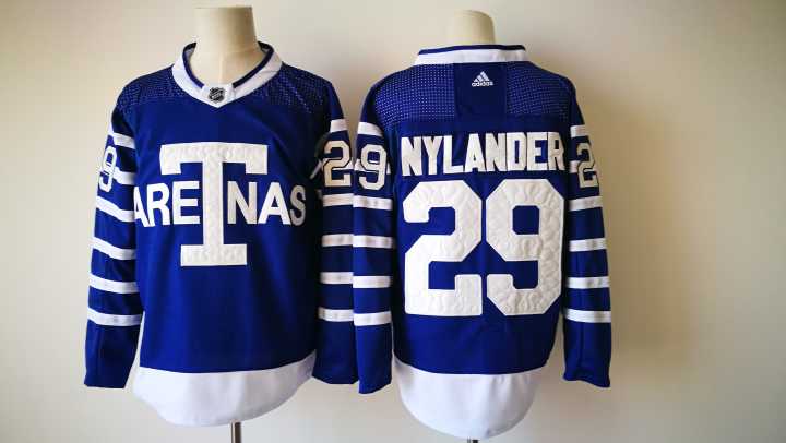  NHL Toronto Maple Leafs 29 William Nylander Blue Throwback Ice Hockey Jerseys