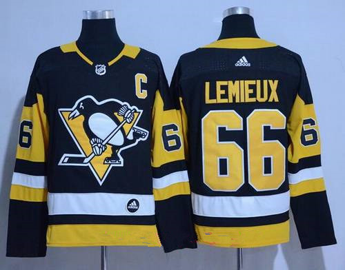 Pittsburgh Penguins #66 Mario Lemieux Black Alternate Authentic Stitched NHL Jersey