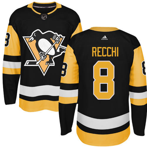  Pittsburgh Penguins #8 Mark Recchi Black Alternate Authentic Stitched NHL Jersey