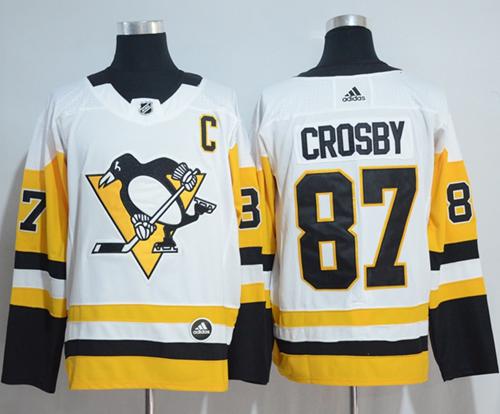  Pittsburgh Penguins #87 Sidney Crosby White Road Authentic Stitched NHL Jersey