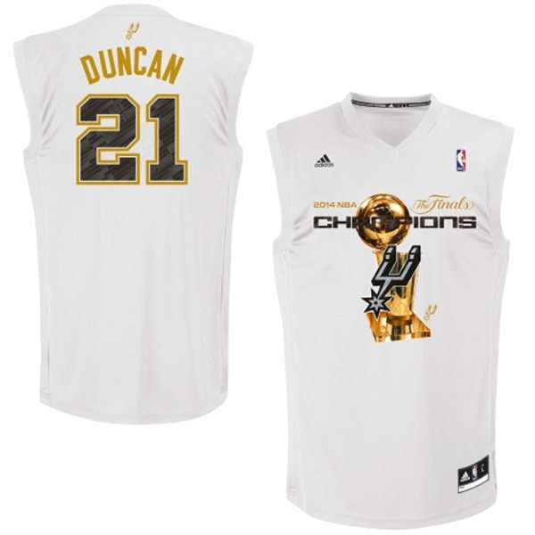  San Antonio Spurs 21 21 Tim Duncan  2014 NBA Finals Champions White Jersey