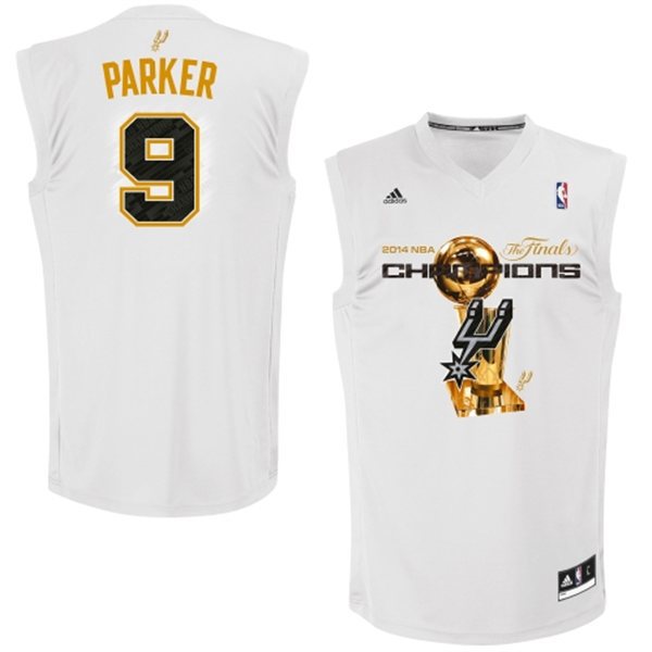  San Antonio Spurs 9 Tony Parker 2014 NBA Finals Champions White Jersey