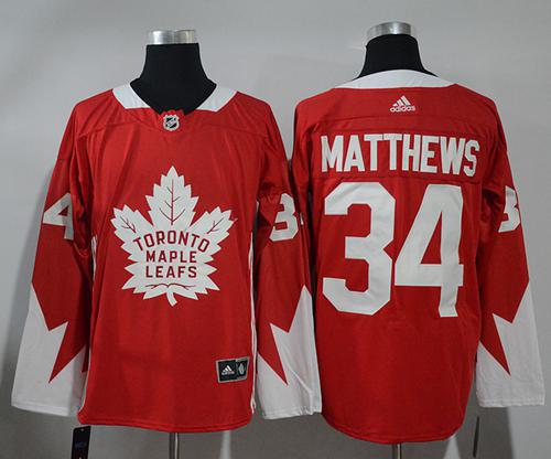  Toronto Maple Leafs #34 Auston Matthews Red Team Canada Authentic Stitched NHL Jersey