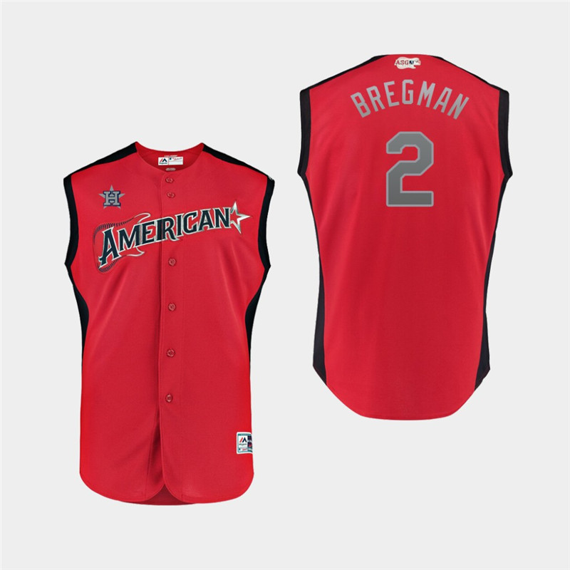 American League 2 Alex Bregman Red Youth 2019 MLB All Star Game Workout Player Jersey