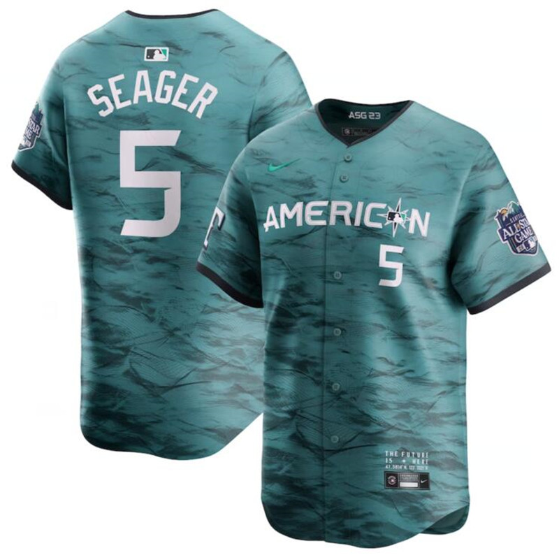 American League 5 Corey Seager Teal Nike 2023 MLB All Star Game Jersey