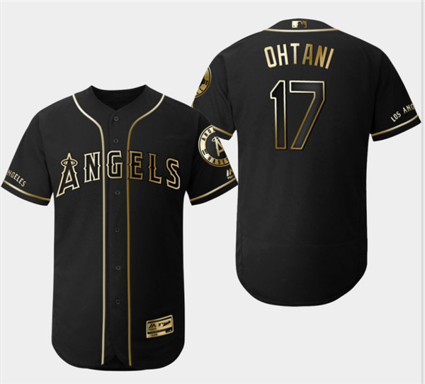 Angels 17 Shohei Ohtani Black Gold Flexbase Jersey