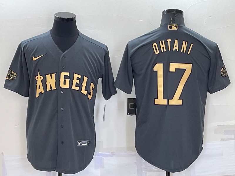 Angels 17 Shohei Ohtani Charcoal Nike 2022 MLB All Star Cool Base Jersey