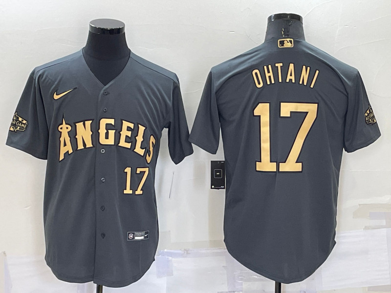 Angels 17 Shohei Ohtani Charcoal Nike 2022 MLB All Star Cool Base Jerseys