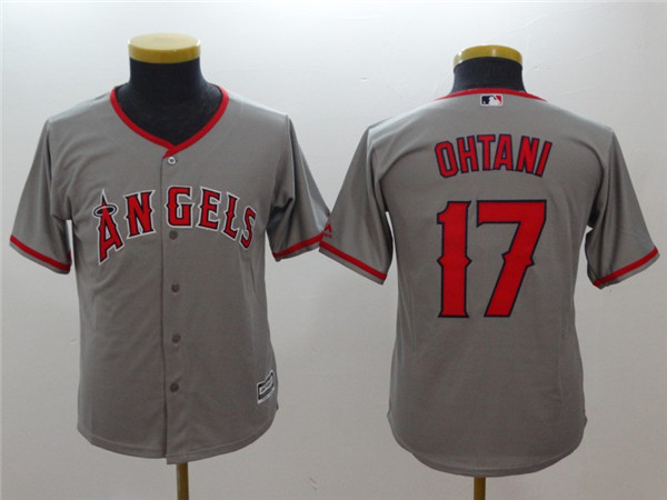 Angels 17 Shohei Ohtani Gray Youth Cool Base Jersey