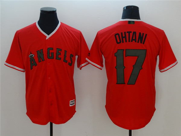 Angels 17 Shohei Ohtani Red 2018 Memorial Day Cool Base Jersey