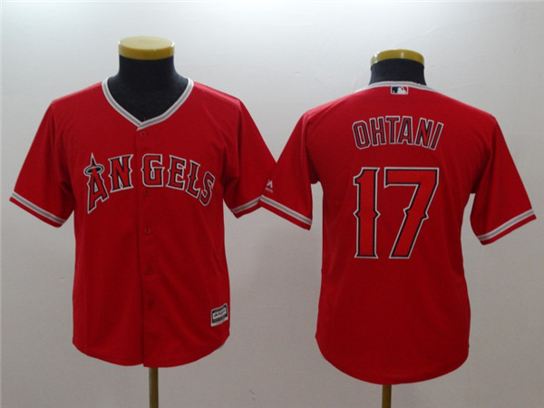 Angels 17 Shohei Ohtani Red Youth Cool Base Jersey