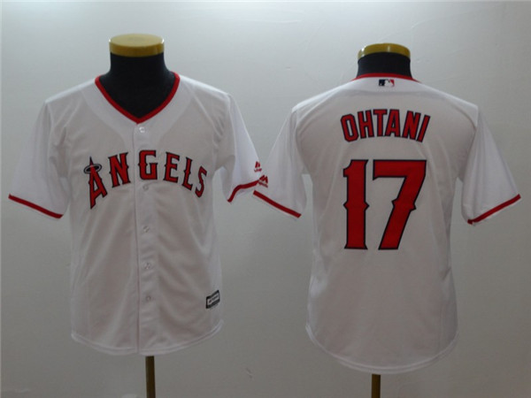 Angels 17 Shohei Ohtani White Youth Cool Base Jersey