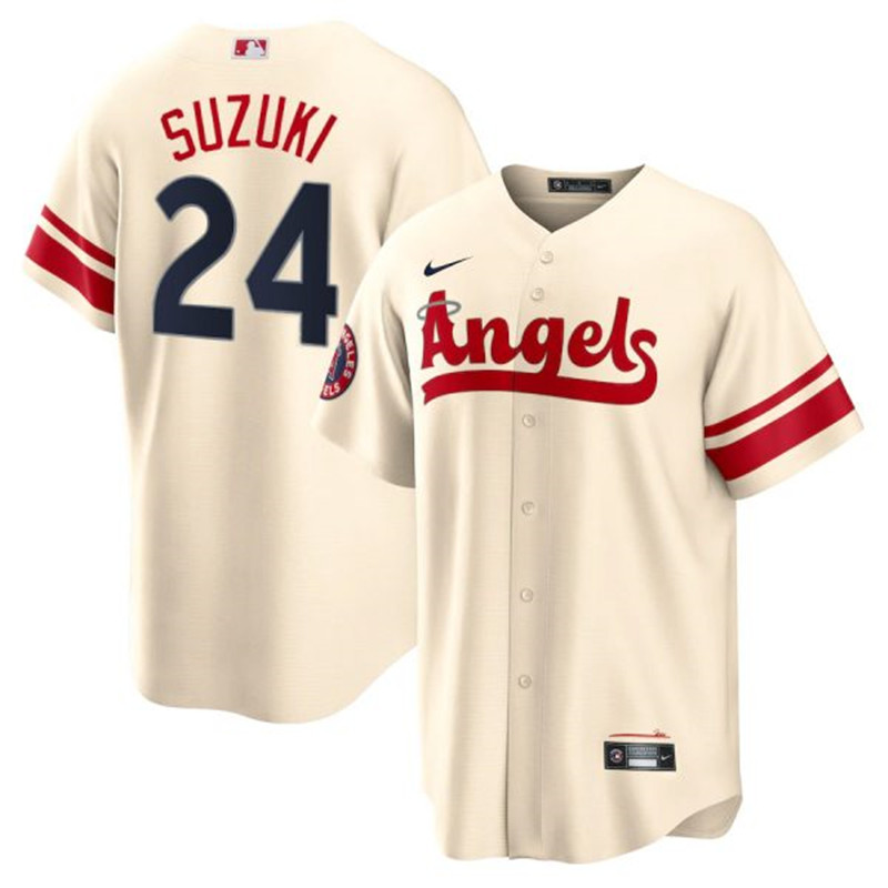 Angels 24 Kurt Suzuki Cream 2022 City Connect Cool Base Jersey