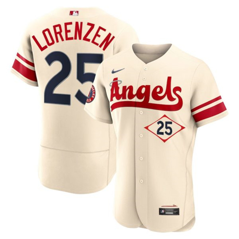 Angels 25 Michael Lorenzen Cream 2022 City Connect Flexbase Jersey