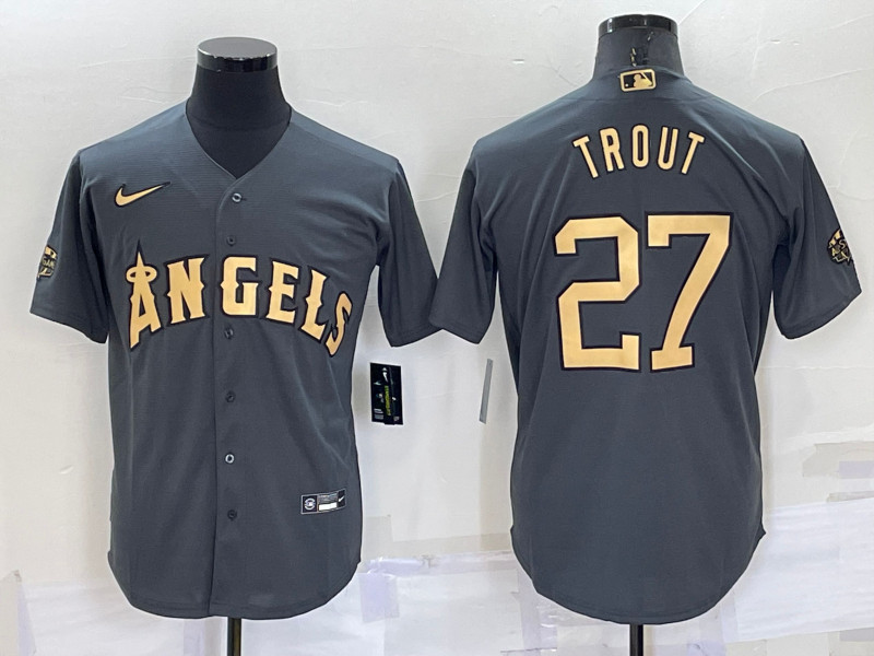 Angels 27 Mike Trout Charcoal Nike 2022 MLB All Star Cool Base Jersey