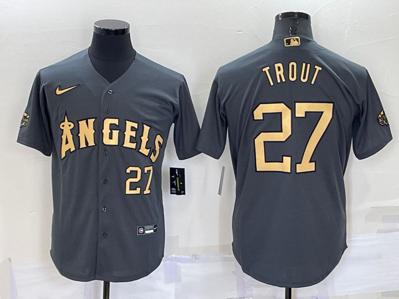 Angels 27 Mike Trout Charcoal Nike 2022 MLB All Star Cool Base Jerseys
