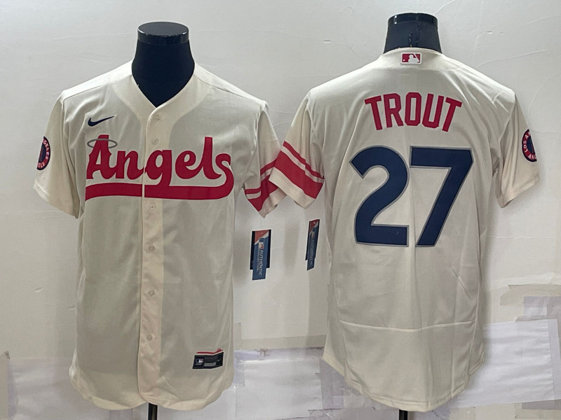 Angels 27 Mike Trout Cream Nike 2022 City Connect Flexbase Jerseys